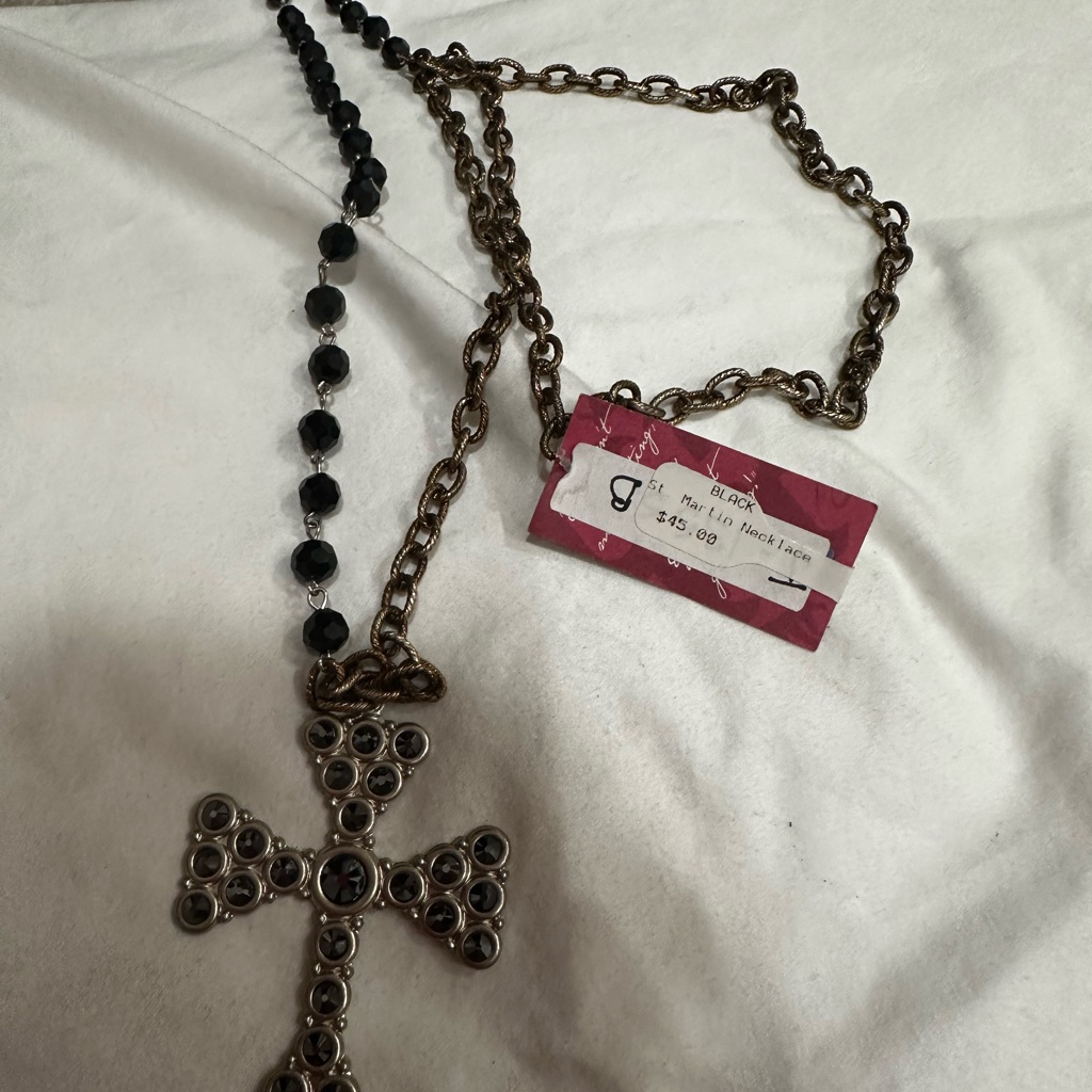 Elegant Black And Gold Cross Necklace